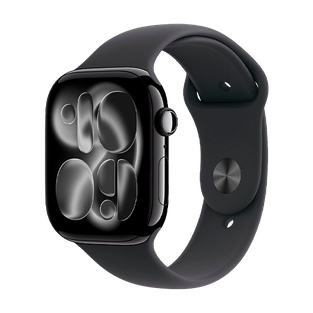 Watch Apple Watch Series 11 (2025) GPS 46mm Jet Black Aluminium Case with Black Sport Band S/M - Black