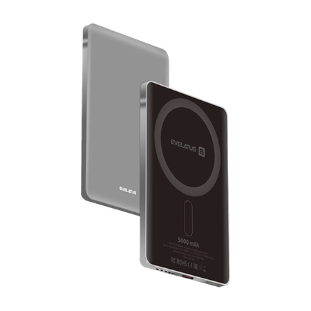 Evelatus 5000mAh Powerbank MagLink Elite With Wireless Charging - Silver